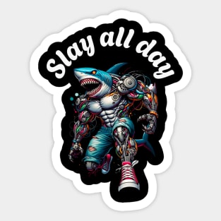 Cyber Shark: Slay All Day Sticker